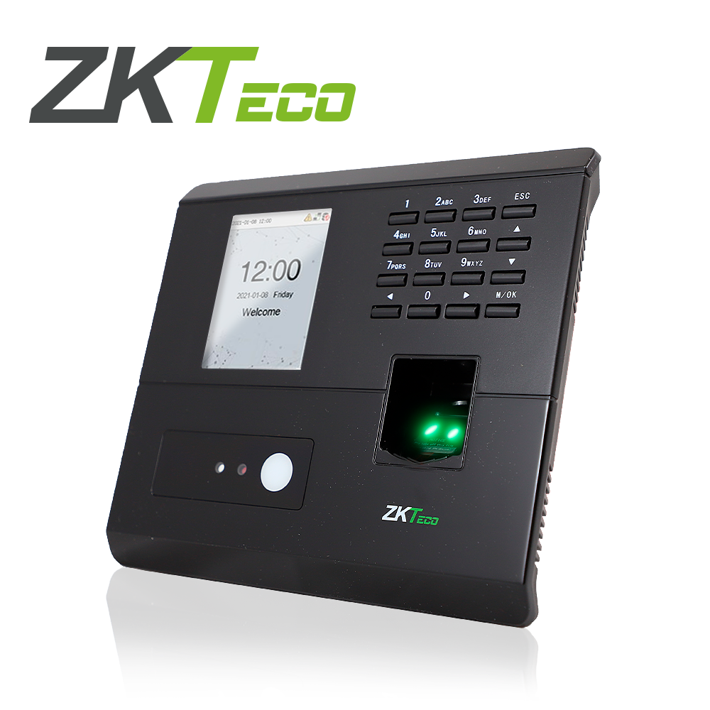 Control de Asistencia y Acceso, Autenticación Facial (100 rostros), Huella Digital BioID (500), Registro de 50,000 Eventos, Conexión TCP/IP, host USB