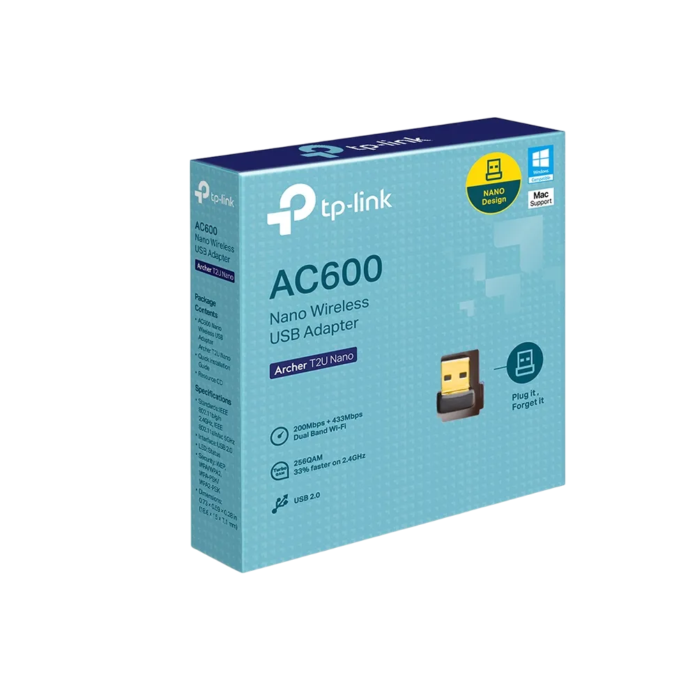 Adaptador inalámbrico Nano USB de doble banda AC600