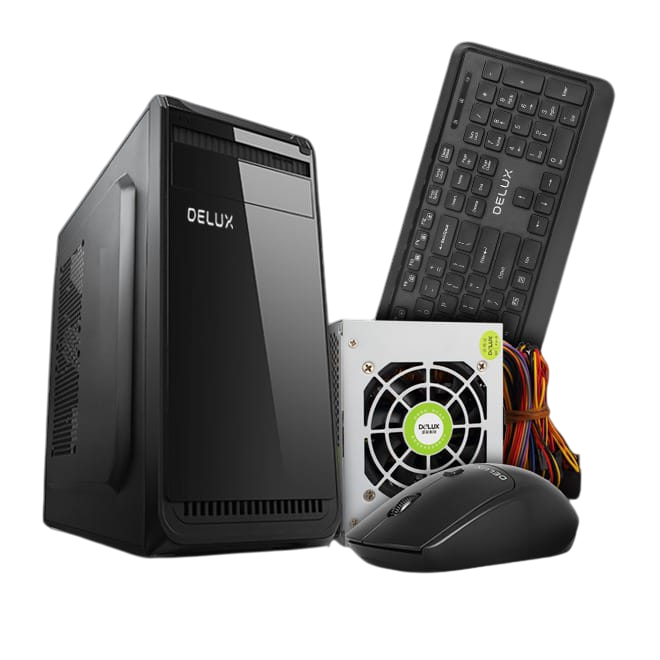 Case Delux Combo DW601 + Teclado, mouse alámbrico USB y Fuente