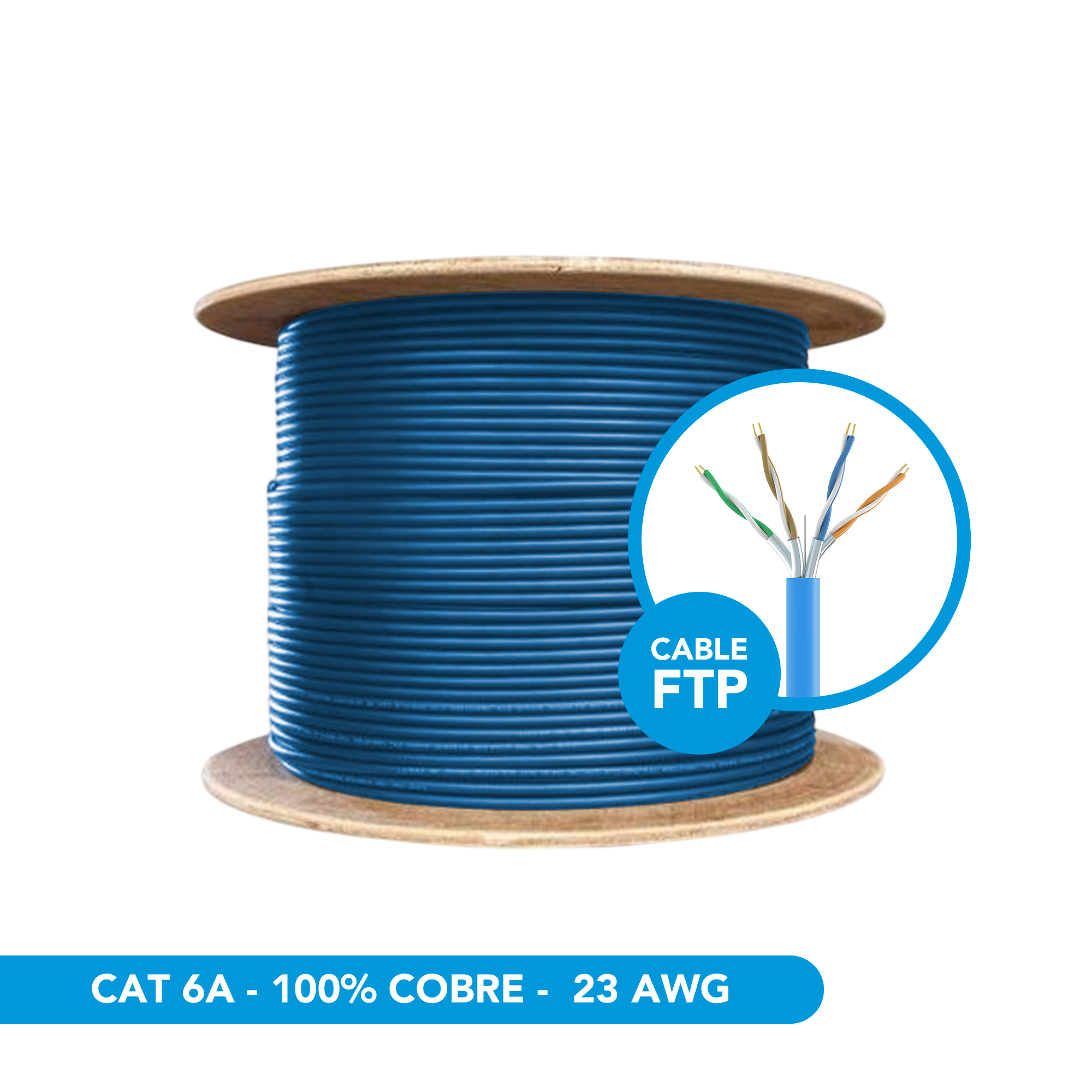 CABLE FTP CAT6A 100%COBRE (UL) AZUL 305M