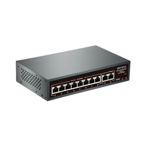SWITCH DE 8 PUERTOS POE + 2 UP LINK (8x 10/100MBPS +2x 100/1000MBPS), SOPORTA IEEE802.3AF/AT, POTENCIA POR PUERTO HASTA 30W