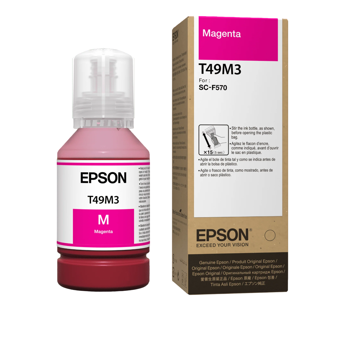 Botella de Tinta Epson T49M, Magenta, 140 Ml, Impresoras F170/ F570/ F571.