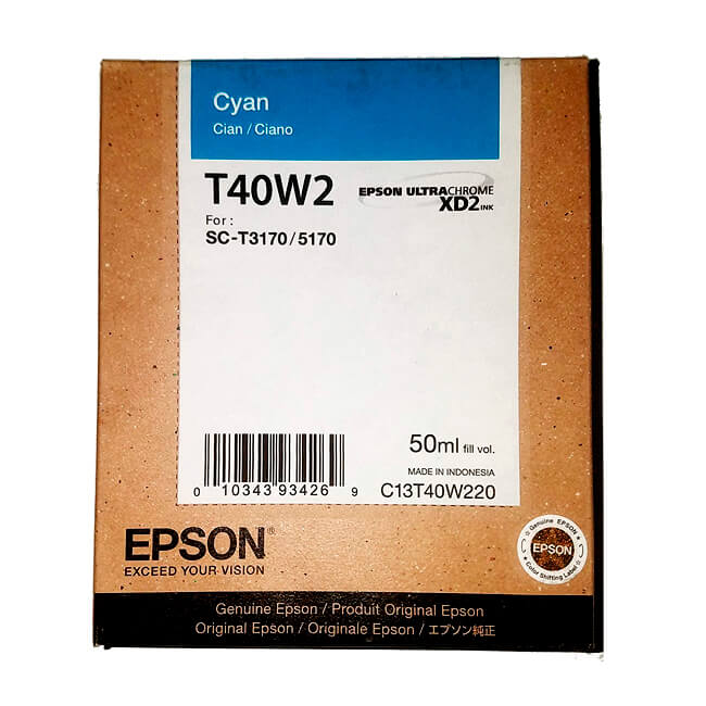 Tinta Epson T40W, Cyan, Alta Capacidad, 50ML