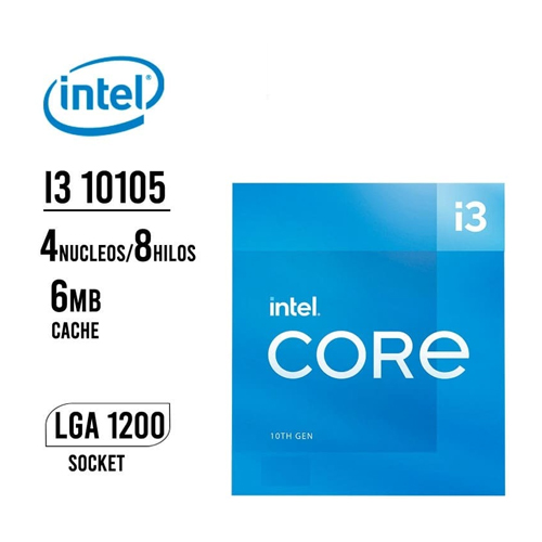 Procesador Intel Core i3 (10ª generación) i3-10105 de 3.70 GHz, (4 núcleos), LGA-1200
