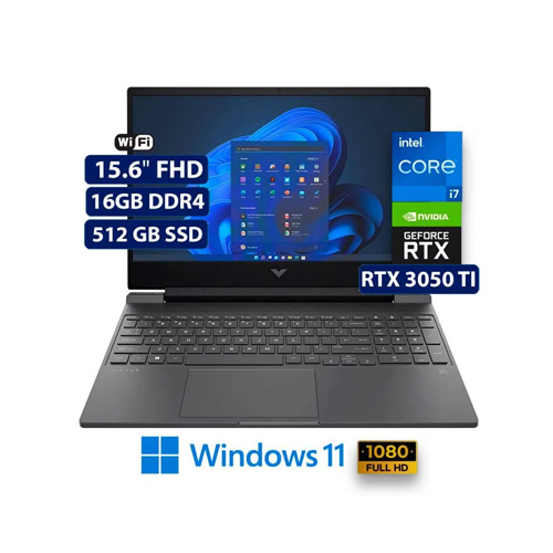 Laptop Gaming HP Victus, Intel Core i7 12650H, RAM 16GB, Disco 512 GB SSD, Video NVIDIA RTX 3050-4GB, Pant. 15.6″ FullHD IPS, W11
