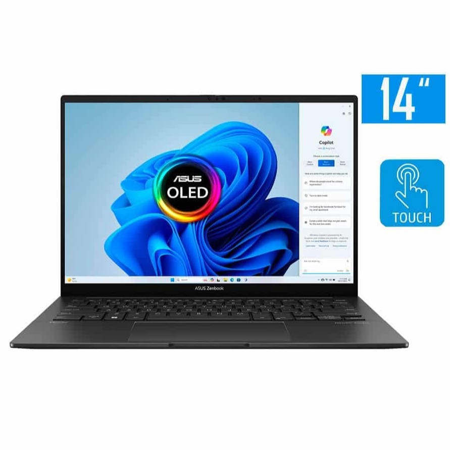 LAPTOP ASUS ZENBOOK, Intel Core Ultra 5-125H, RAM 8GB, DISCO 512GB SSD, PANTALLA 14" OLED WUXGA TOUCH, TECL. INGLES, WIN 11 HOME