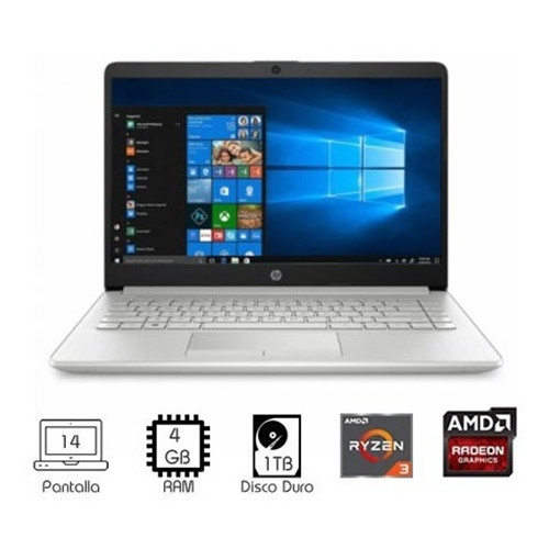 Laptop Pantalla 14" HD /AMD Ryzen 3 3250U/ 4GB DDR4 / Disco 128 GB SSD M.2 + 1. TB HDD/Radeon Vega 3/ Win10 Home (64 Bits)/Tecl. Ingles