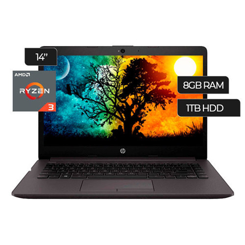 Laptop HP, AMD Ryzen 3  - 8GB RAM - Disco 256 Gb SSD + 1Tb HDD- pantalla 14" HD - W11 - Español