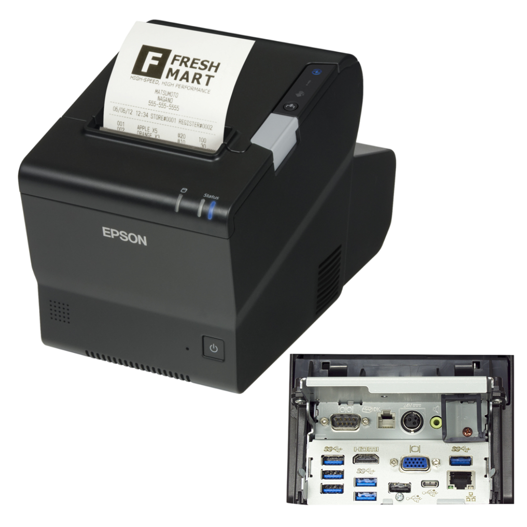 IMPRESORA EPSON OMNILINK, 350 mm/s, 80 mm, INTEL CELERON SSD64GB, WIN 10