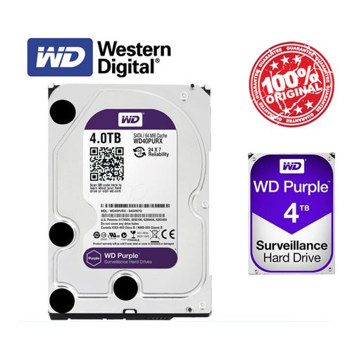 HDD WESTER DIGITAL 4TB PURPURA SURVEILLANCE / 256 MB Cache / 5400RP / 3.5".